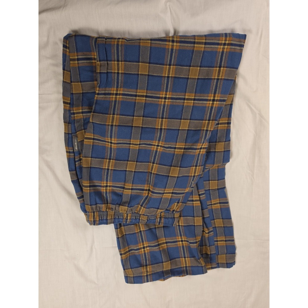 Eddie Bauer Mens 2XL Blue Plaid Flannel Pajama Pants Mr Hybernator Sleepwear